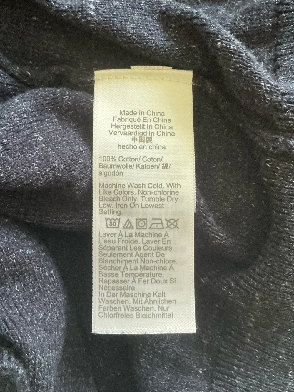 J.Crew Men Navy Blue Heathered Cotton Raglan Crewneck Pullover Sweater L/XL Prep